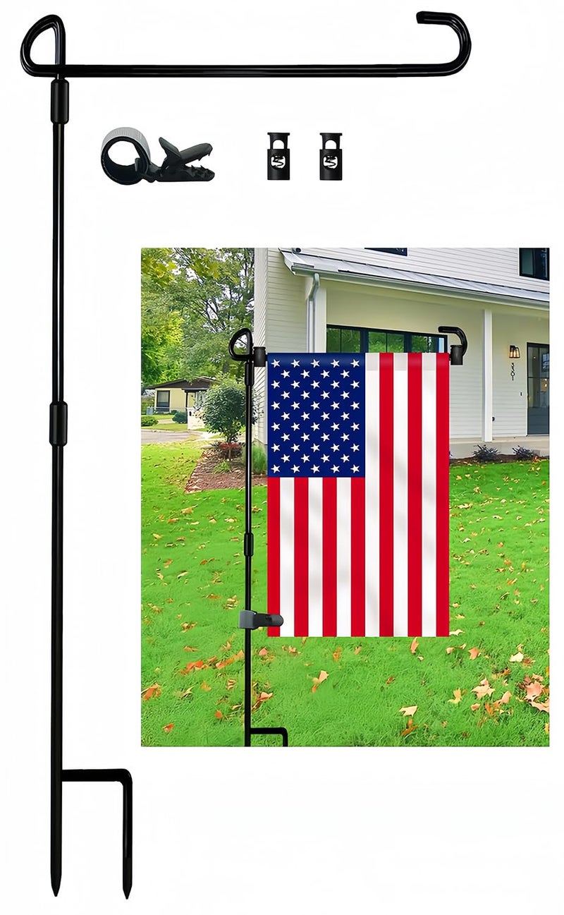 Akeydeco Garden Flag Pole Stand Holder, Garden Flags for Outside with Flag Stopper and Clip Waterproof Powder-Coated Paint for Flag Pole Holder for Outside House,Yard Flags for Outside - Image 5